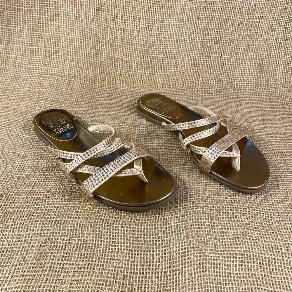 vince camuto sandals thong rose gold studded straps flip flops women sz 7.5 M - Picture 5 of 8